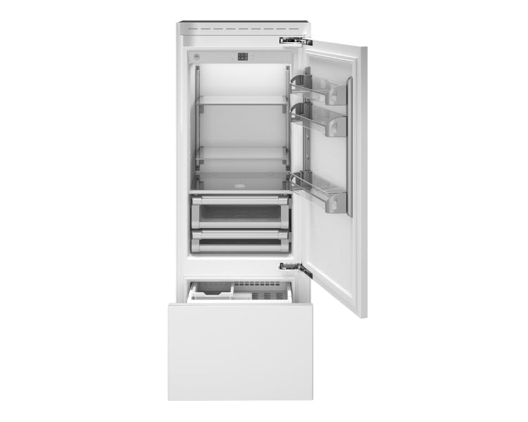 Bertazzoni Professional T-Series 30" Built-In Bottom Mount Refrigerator with Ice Maker - Stainless Steel & Panel Ready - Right or Left Hinge