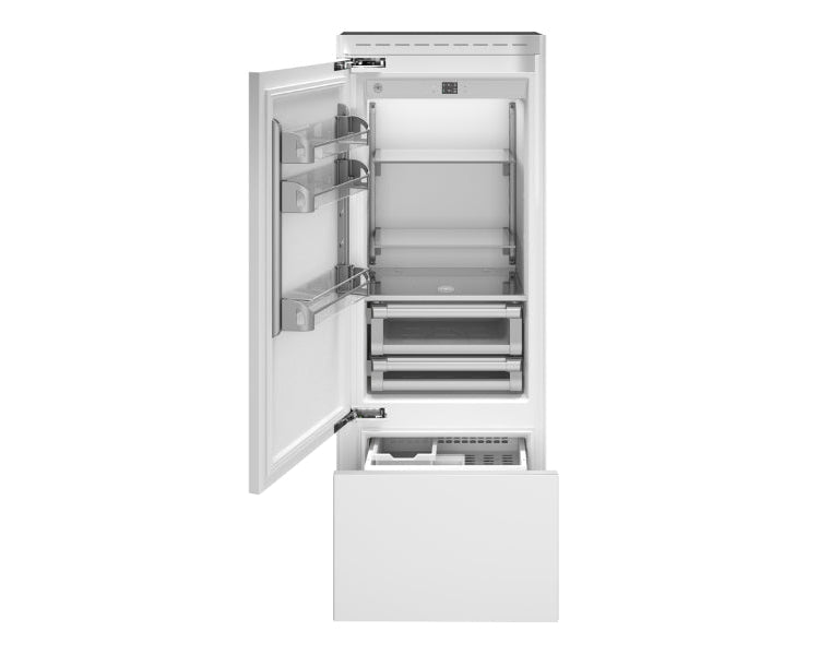 Bertazzoni Professional T-Series 30" Built-In Bottom Mount Refrigerator with Ice Maker - Stainless Steel & Panel Ready - Right or Left Hinge