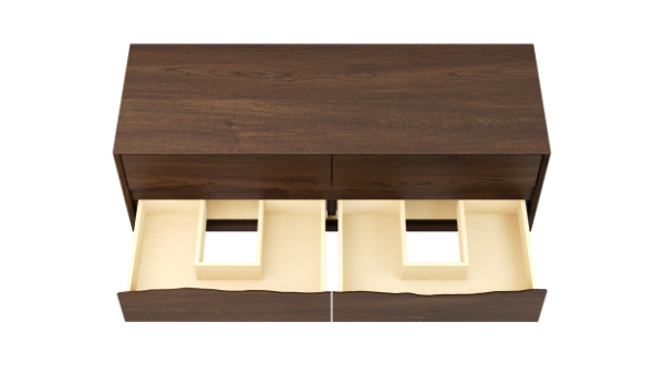 Vanderloc Ventura Four Drawer Double Wall Mounted Bathroom Vanity with Integrated Wood Countertop
