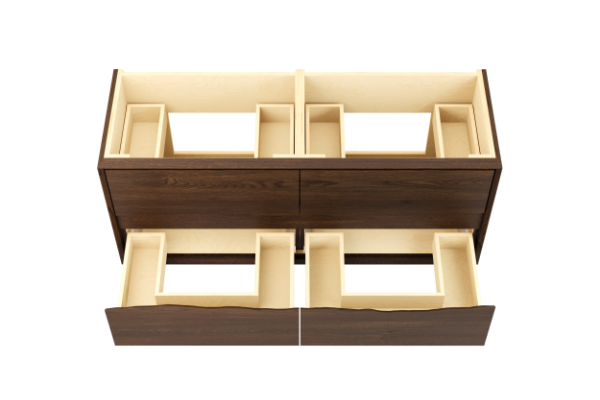 Vanderloc Ventura Four Drawer Double Wall Mounted - Undermount Bathroom Vanity