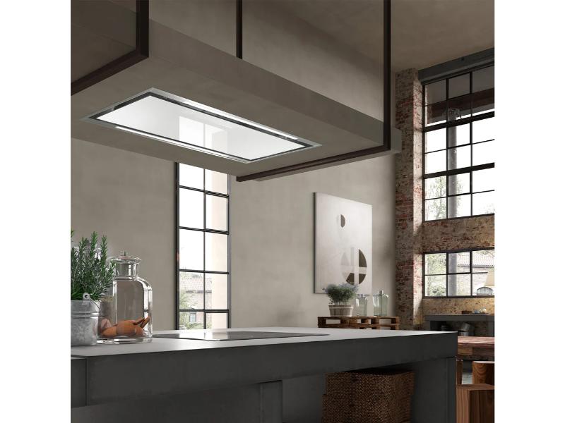 Faber Stratus Isola Ceiling Hood - 600 CFM - Stainless Steel & White Glass