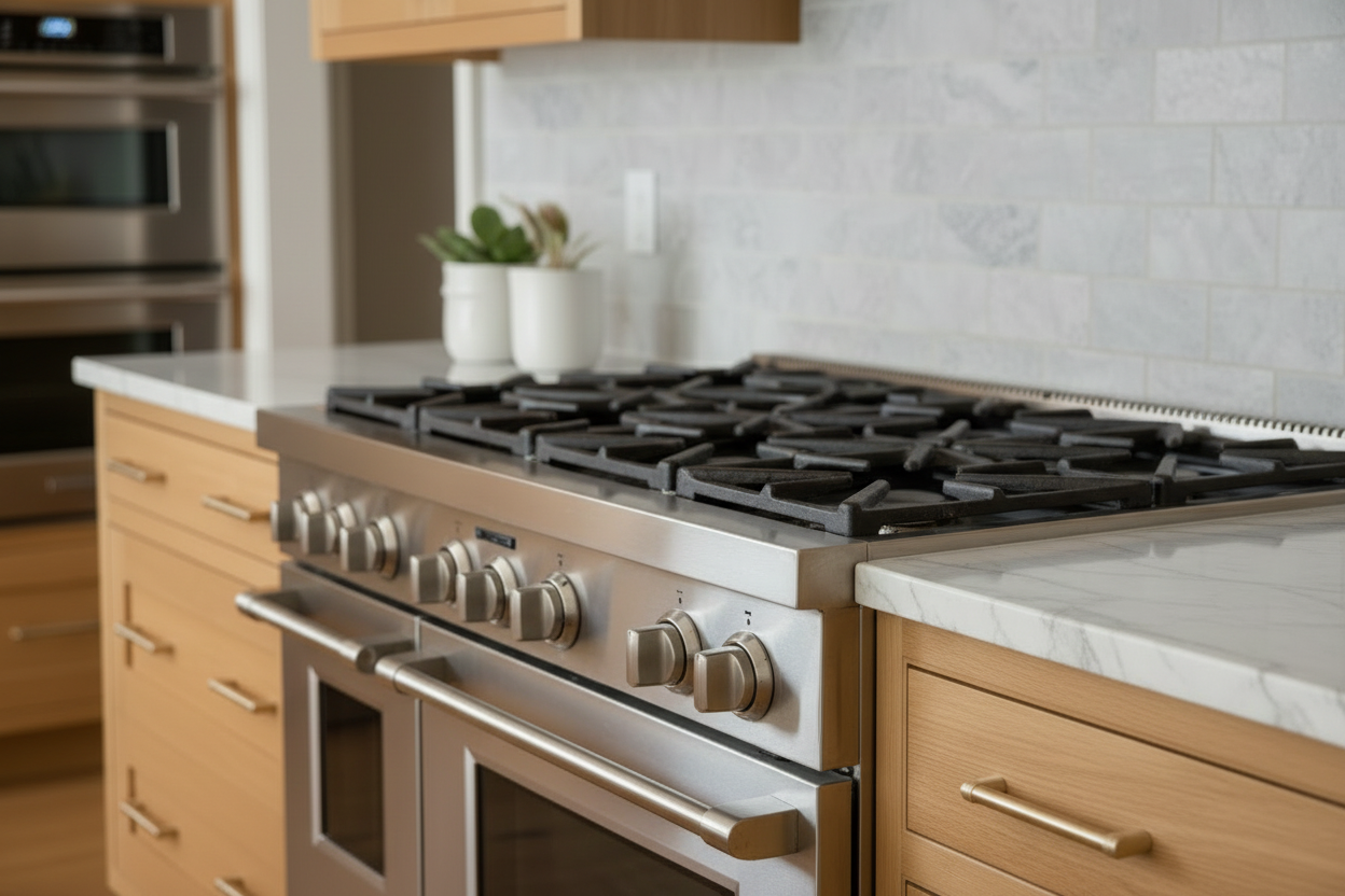 Close-up of professional range