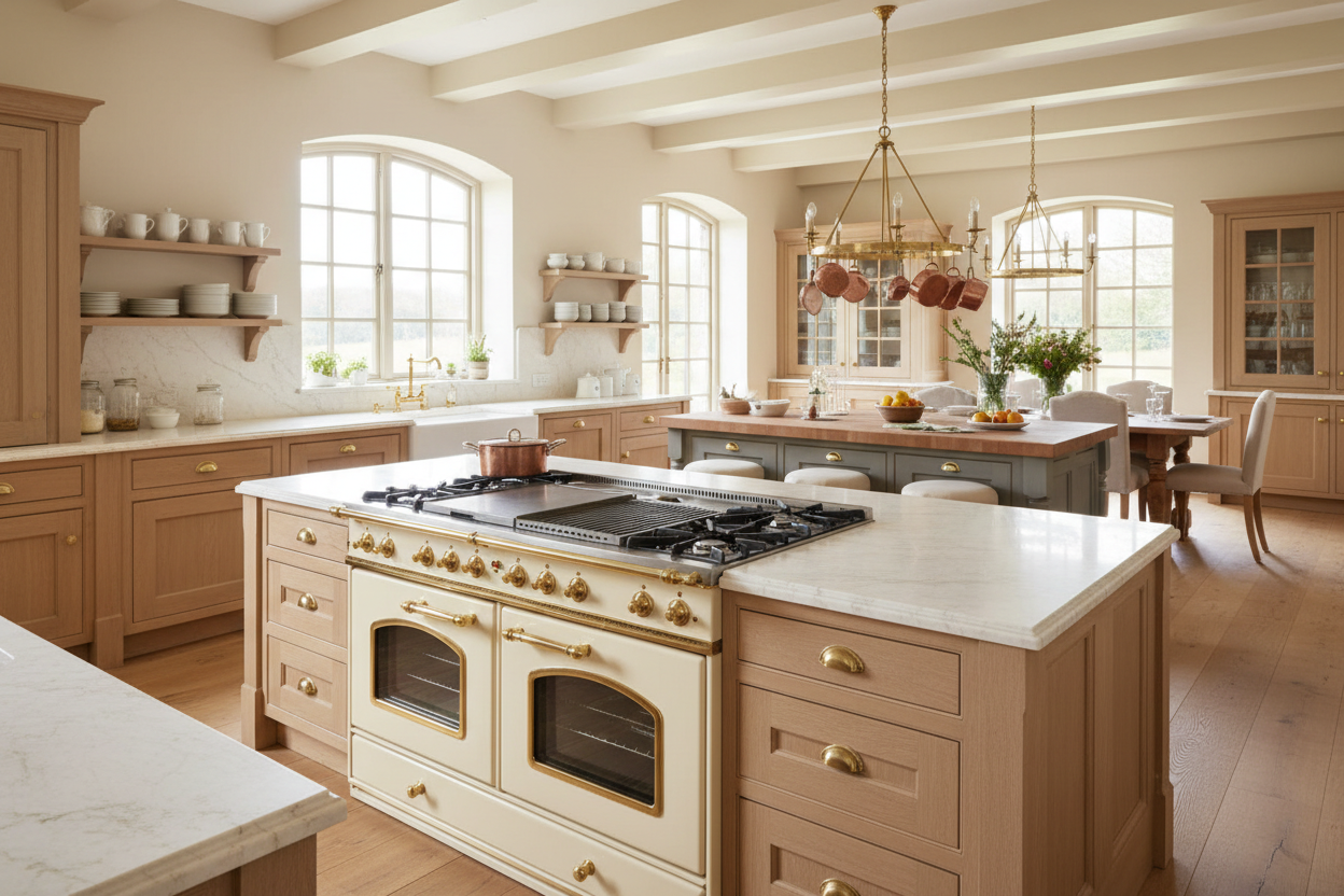 Countryside Estate Kitchen with Cream and Brass Range