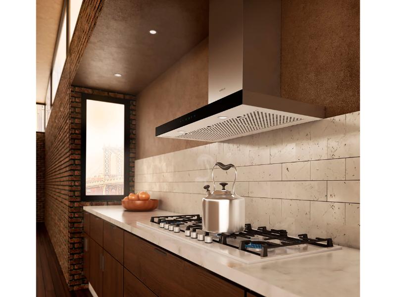 Elica Mezzano Wall Mount Hood 600 CFM – Stainless Steal with Black Glass
