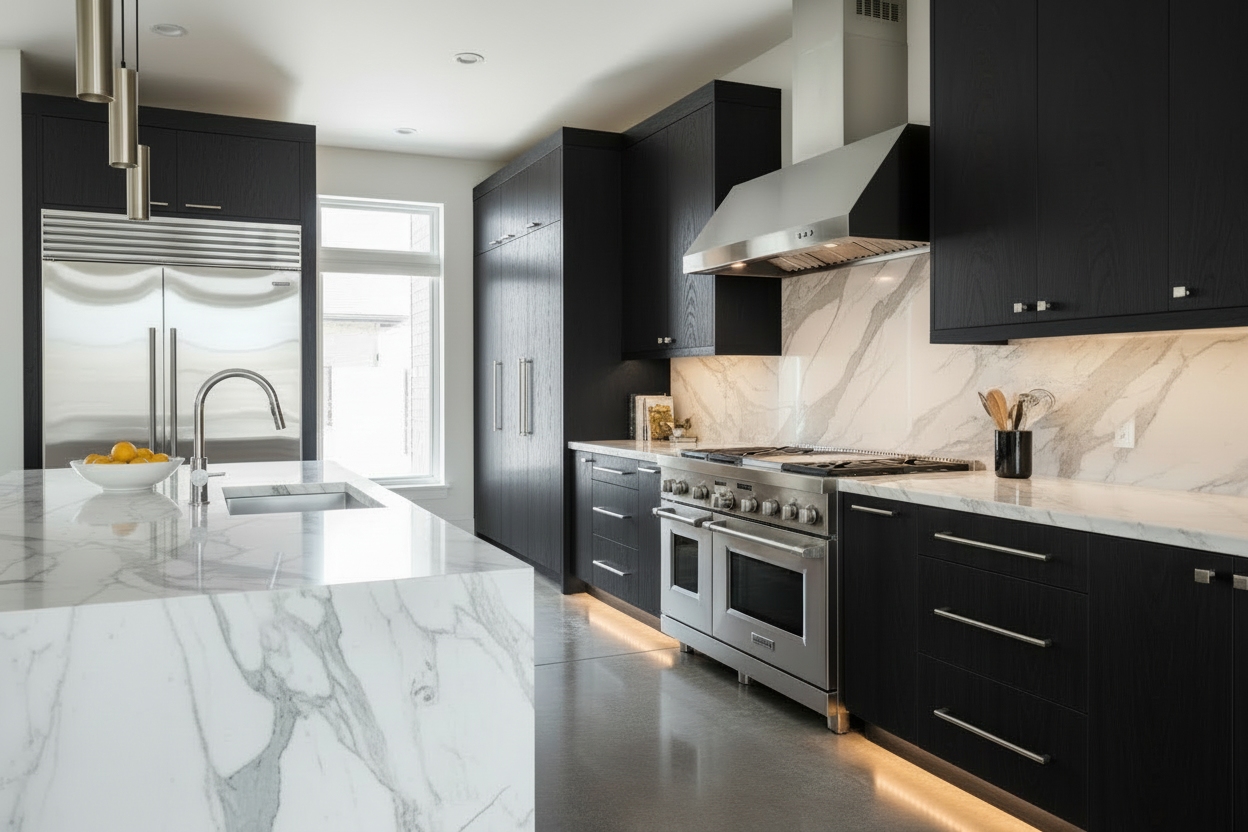 Luxury Kitchen with Very Dark Cabinets