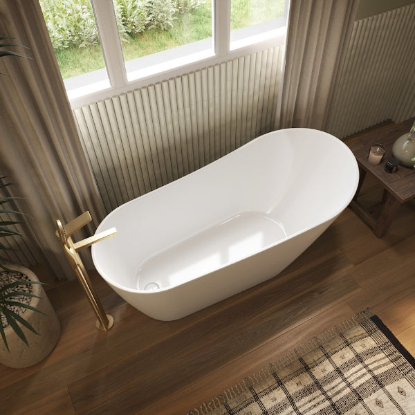 Produits Neptune Liege AFR Acrylic Freestanding Soaking Bathtub – End Drain – White