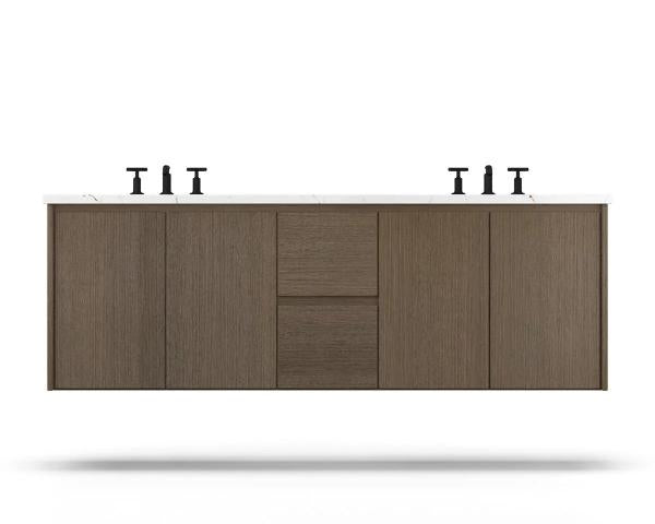 Vanderloc Gilded Double Wall-Mounted - Undermount Bathroom Vanity