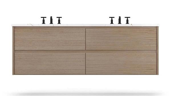 Vanderloc Gilded Double Drawer Wall-Mounted - Undermount Bathroom Vanity