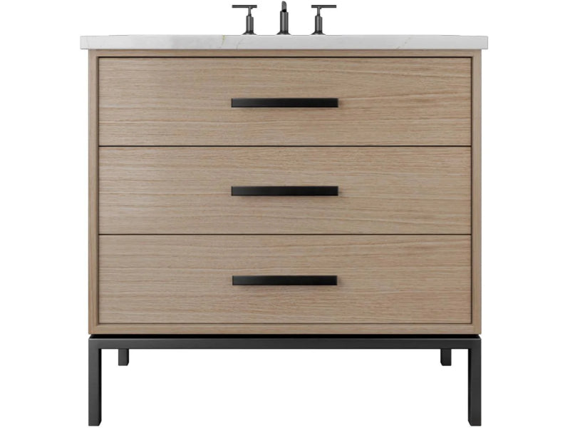 Vanderloc Rift White Oak Three Drawer Single Bathroom Vanity