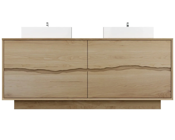 Vanderloc Ventura Four Drawer Double Freestanding Bathroom Vanity with Integrated Wood Countertop