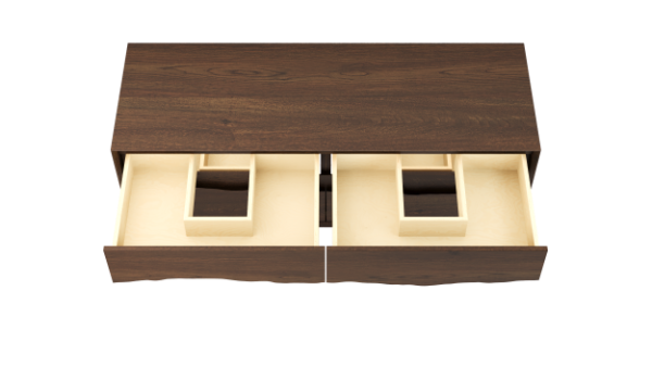 Vanderloc Ventura Four Drawer Double Wall Mounted Bathroom Vanity with Integrated Wood Countertop