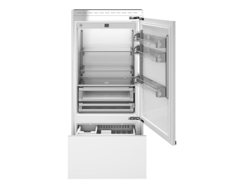 Bertazzoni Professional T-Series 36" Built-In Bottom Mount Refrigerator with Ice Maker - Stainless Steel & Panel Ready - Right or Left Hinge