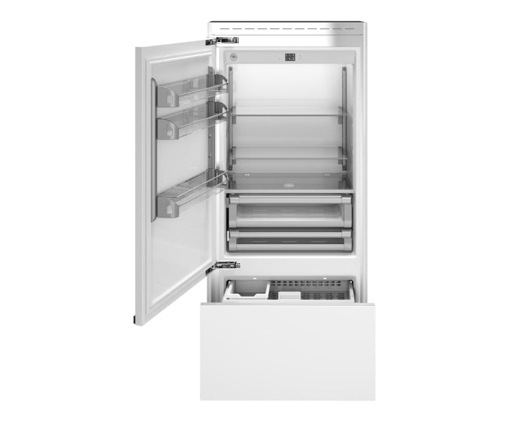 Bertazzoni Professional T-Series 36" Built-In Bottom Mount Refrigerator with Ice Maker - Stainless Steel & Panel Ready - Right or Left Hinge