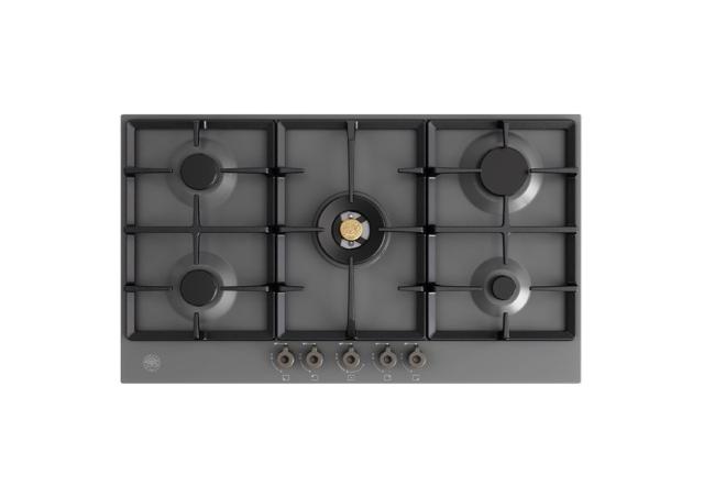 Bertazzoni Professional Series 36" Front Control Cooktop: Gas - Stainless Steel & Carbonio
