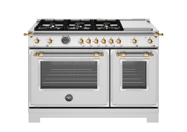 Bertazzoni Heritage Series 48" Range: Gas, Dual Fuel, and Induction — Stainless Steel, Black, and Ivory