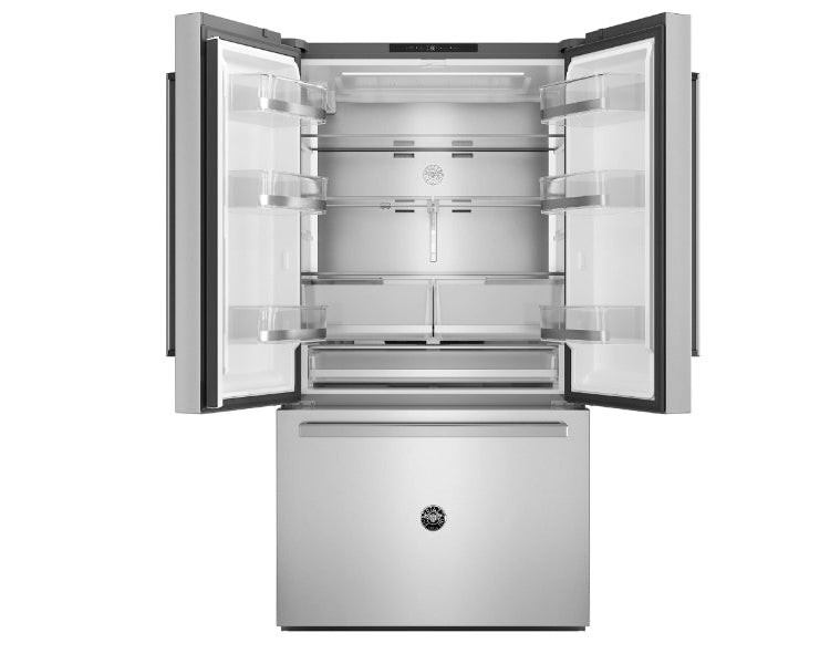 Bertazzoni Professional 36" Counter Depth Freestanding French Door Refrigerator with Ice Maker & Water Dispenser - Stainless Steel, & White