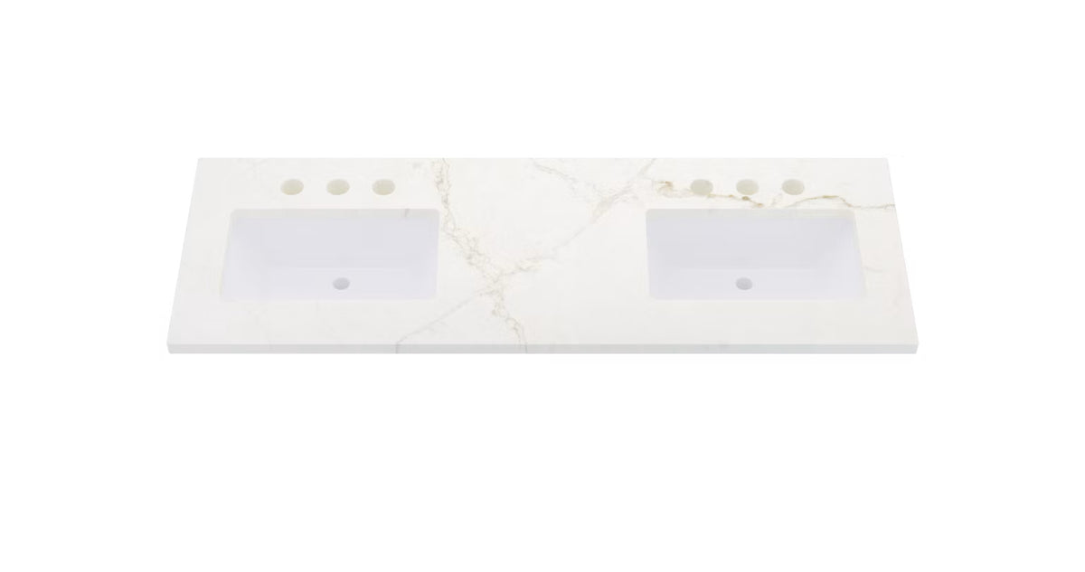 Vanderloc Silestone® Quartz Vanity Top - Double Rectangle Offset Sink
