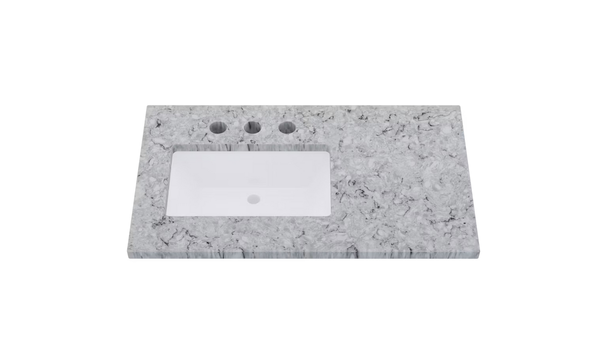 Vanderloc Silestone® Quartz Vanity Top - Single Rectangle Left Offset Sink
