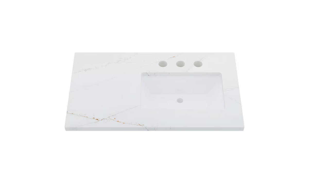 Vanderloc Silestone® Quartz Vanity Top - Single Rectangle Right Offset Sink