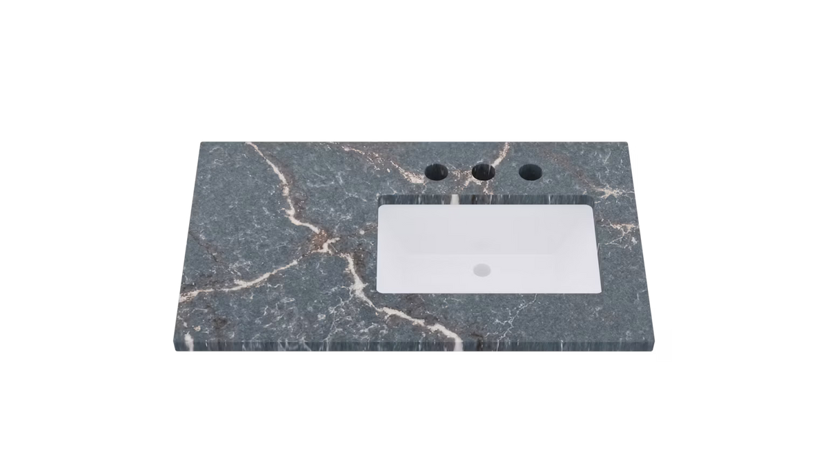 Vanderloc Silestone® Quartz Vanity Top - Single Rectangle Right Offset Sink