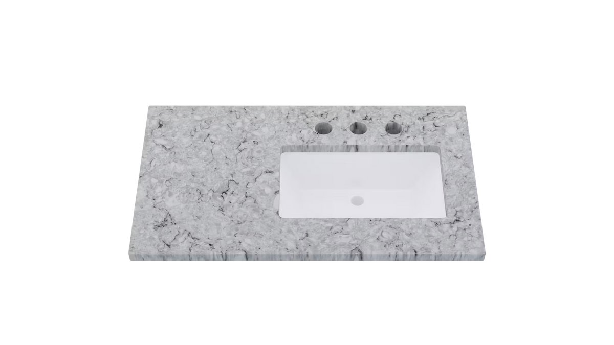 Vanderloc Silestone® Quartz Vanity Top - Single Rectangle Right Offset Sink