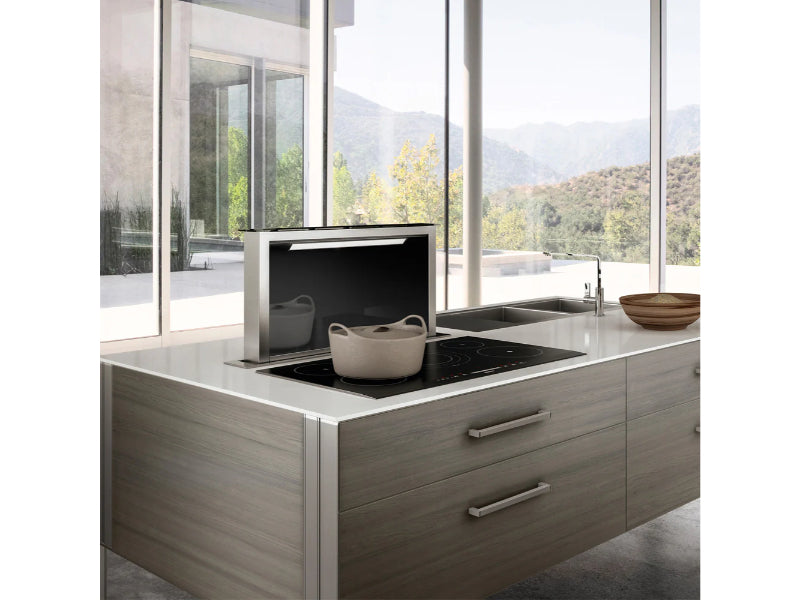 Faber Scirocco Lux Downdraft - Black Glass with Stainless Steel