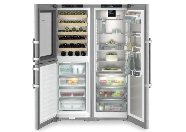 Liebherr 48" Side-by-Side Freestanding Refrigeration Suite with Wine Storage & Freezer — Stainless Steel
