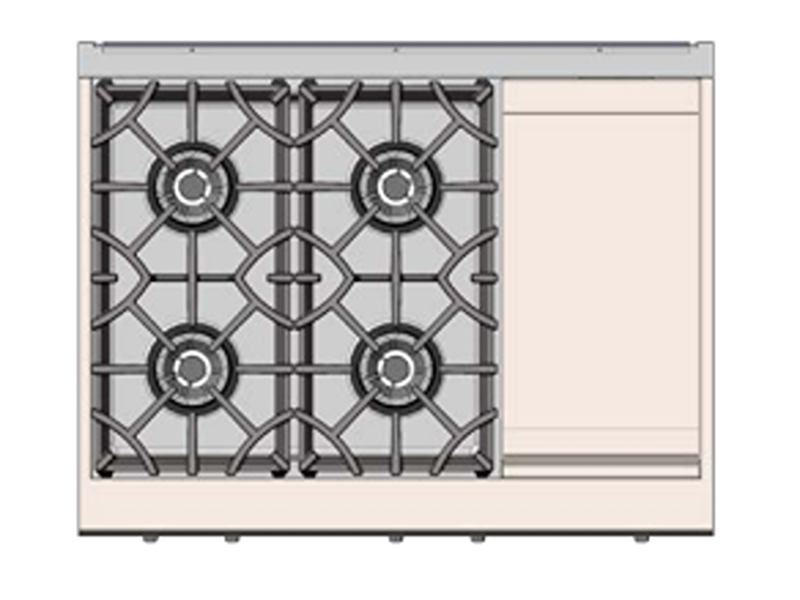 Hestan 36" Rangetop 4 Burner with Griddle — All Gas, Stainless Steel & Custom Finishes