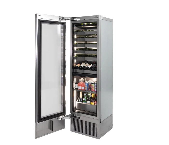 Perlick C-Series 24" Glass Door Dual Zone Wine & Beverage Column – Indoor - Stainless Steel & Panel Ready - Right & Left Hinge