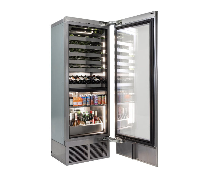 Perlick C-Series 30" Glass Door Dual Zone Wine & Beverage Column – Indoor - Stainless Steel & Panel Ready - Right & Left Hinge