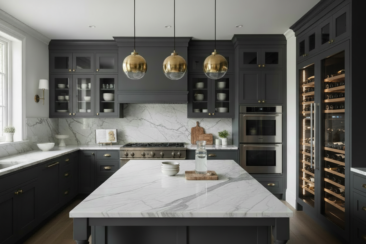 Kitchen with wine refrigerator