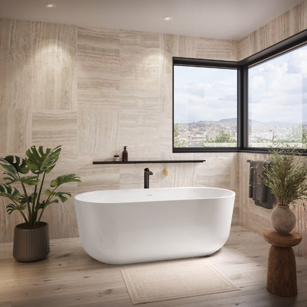 Produits Neptune Haarlem AFR Acrylic Freestanding Soaking Bathtub – Center Drain – White