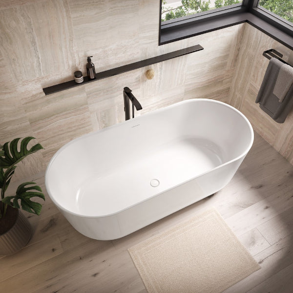 Produits Neptune Haarlem AFR Acrylic Freestanding Soaking Bathtub – Center Drain – White