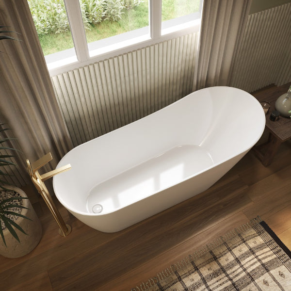 Produits Neptune Liege AFR Acrylic Freestanding Soaking Bathtub – End Drain – White