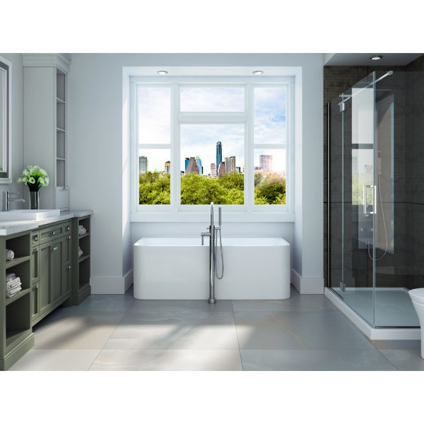 Produits Neptune Belgrade Acrylic Wall-Mount Bathtub – Soaking or Therapy – Center Drain – White