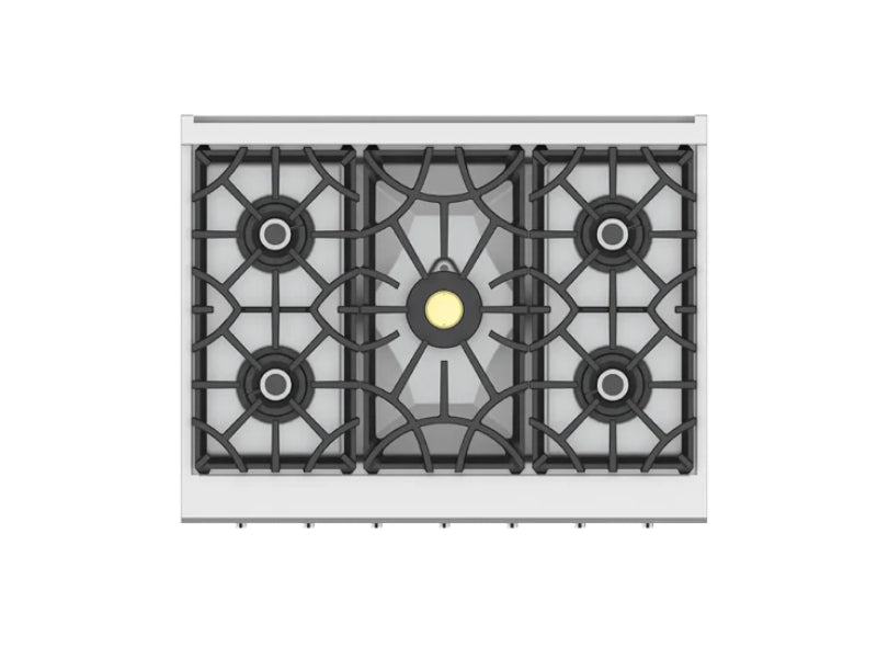 Hestan 36" Range 5 Burner — Dual Fuel, Stainless Steel & Custom Colors